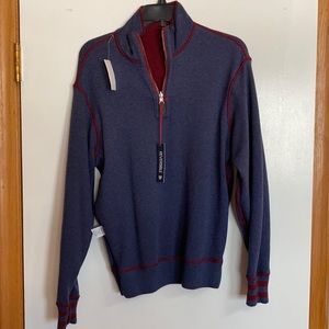 Cremieux reversible 1/4 zip sweater maroon blue
